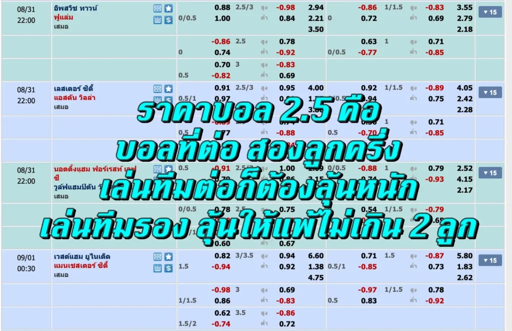 ราคาบอล 2.5 คือ